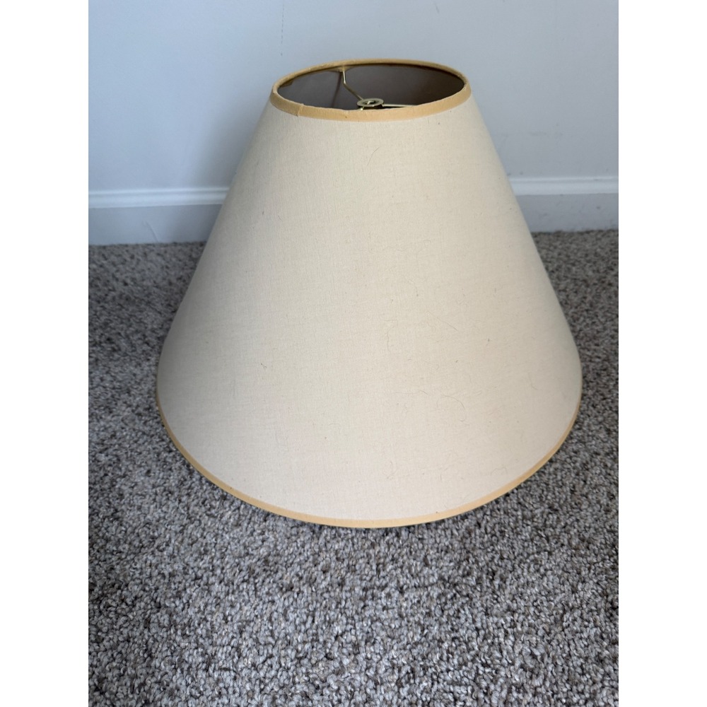 Vintage Large Cream Fabric Tapered Drum Lampshade 18 Inch Bottom Spider Fitter